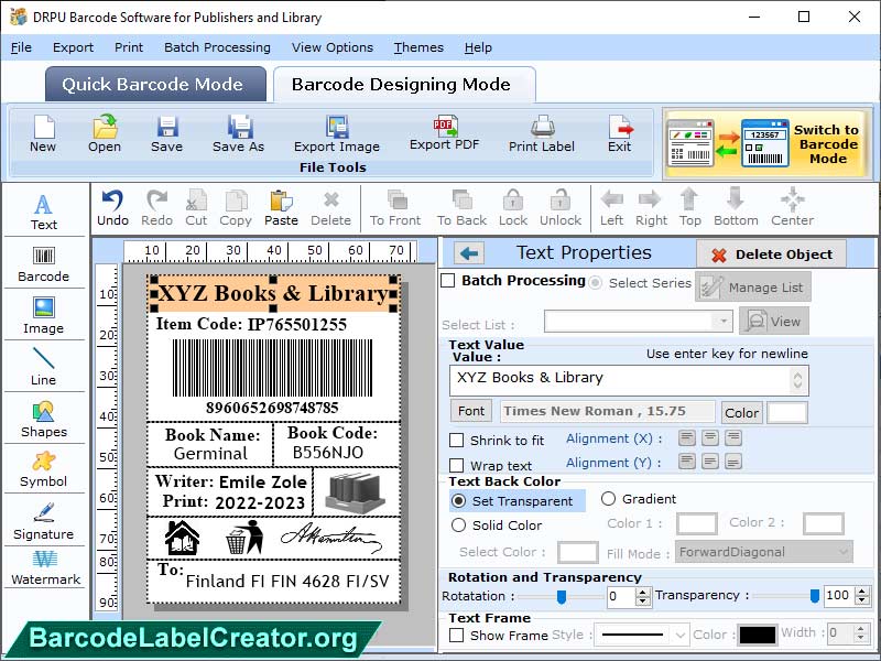 Library Barcode Generator Software 8.4.1.2 full