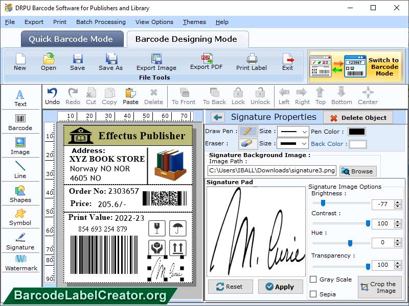 Windows 10 Library Barcode Labels Creator full